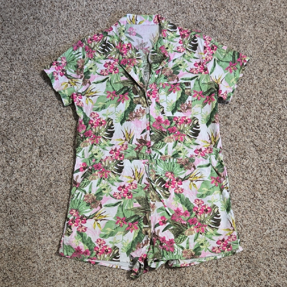 **Like New**Victoria's Secret Floral Jumpsuit - Pink and Green